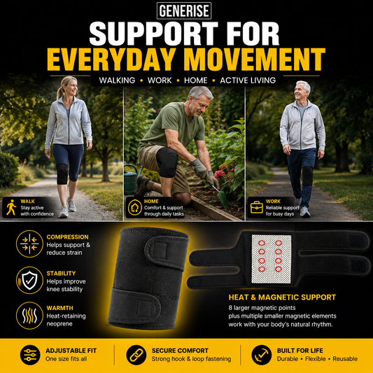 Generise Heat & Magnet Knee Brace – Adjustable Neoprene Knee Support
