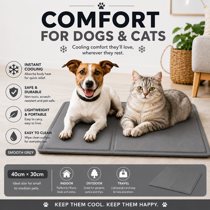 Generise Pet Cooling Gel Mat in Grey Measuring 40cm x 30cm