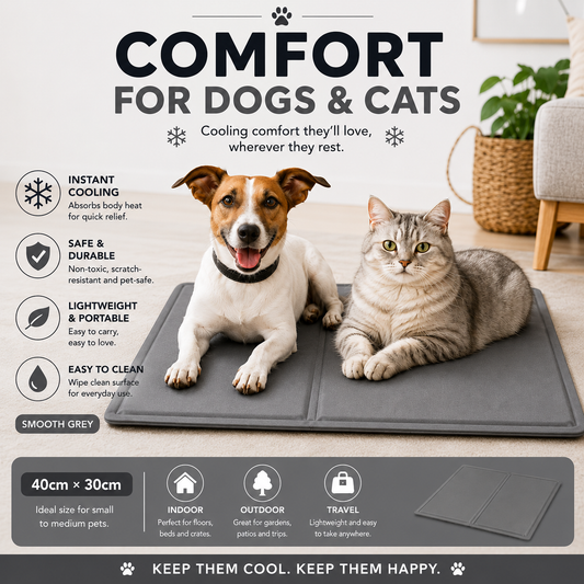 Generise Pet Cooling Gel Mat in Grey Measuring 40cm x 30cm