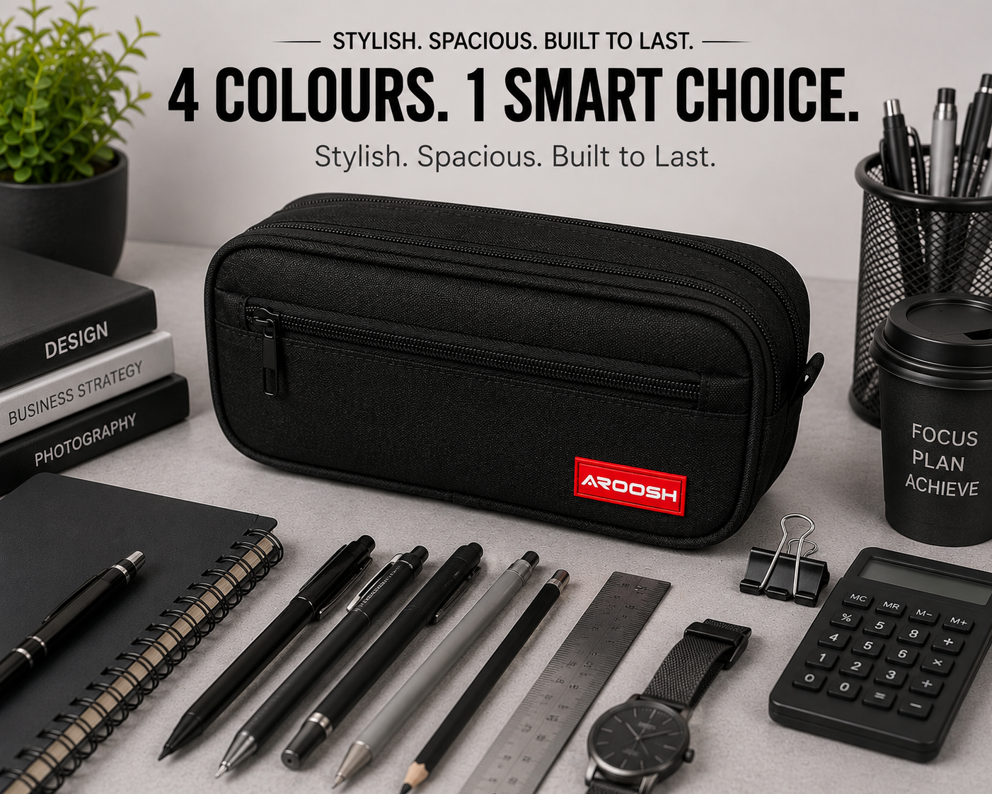 Premium Quality Pencil Cases – Spacious, Durable & Stylish - 4 Pockets & 4 Colours!