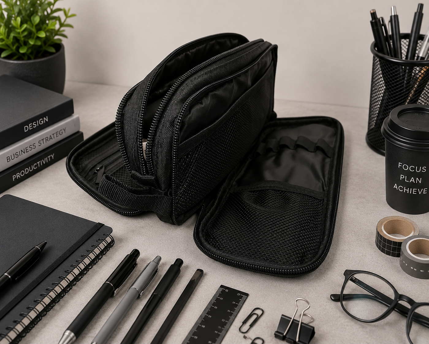 Aroosh All Ages Premium Quality Pencil Cases – Spacious, Durable & Stylish - Triple Pocket & 4 Colours!