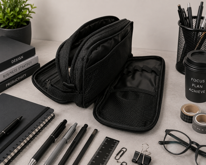 Aroosh All Ages Premium Quality Pencil Cases – Spacious, Durable & Stylish - Triple Pocket & 4 Colours!