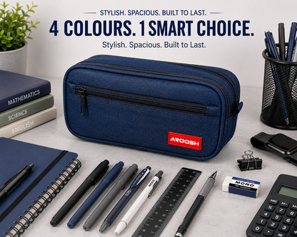 Aroosh All Ages Premium Quality Pencil Cases – Spacious, Durable & Stylish - Triple Pocket & 4 Colours!