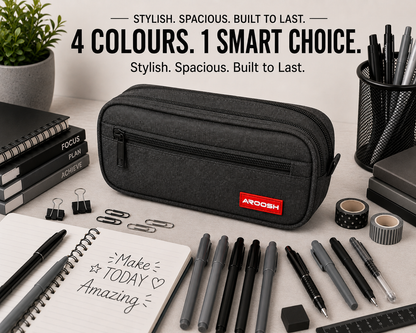 Aroosh All Ages Premium Quality Pencil Cases – Spacious, Durable & Stylish - Triple Pocket & 4 Colours!