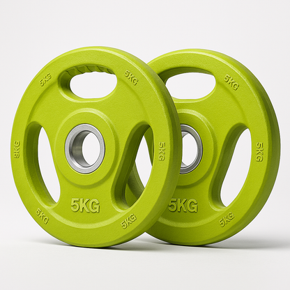 Generise 5kg Lime Green Barbell Rubber Plates which fit 30mm Barbell- 5kg- Pair