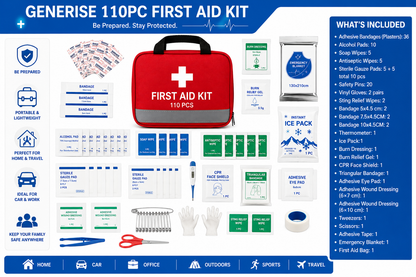 Generise 110pc First Aid Kit- Red
