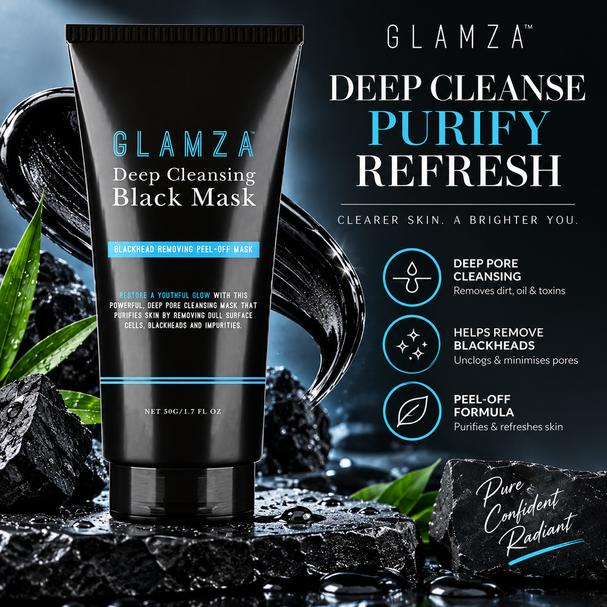 Glamza Blackhead Removing Peel Off Masks – Deep Cleansing & Pore Purifying
