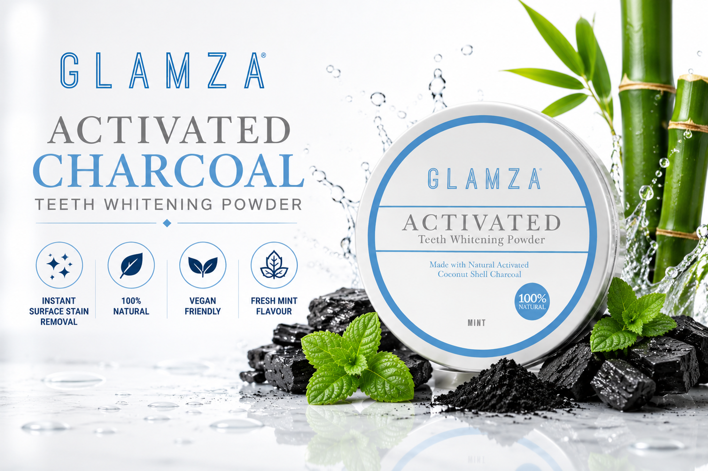 Glamza Teeth Whitening Charcoal Powder 50g