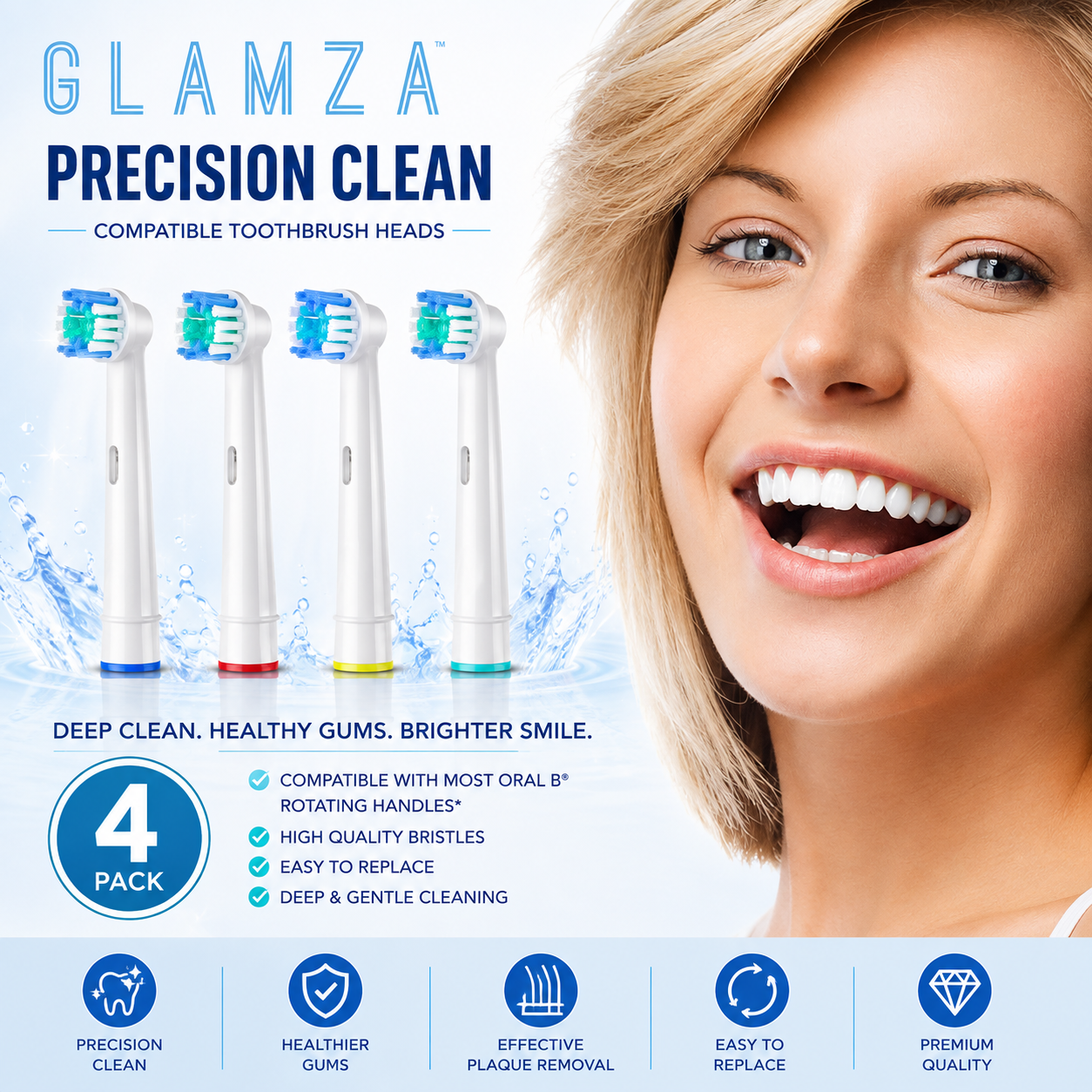 Oral B "Precision Clean" Compatible Electric Toothbrush Heads 4 Pack