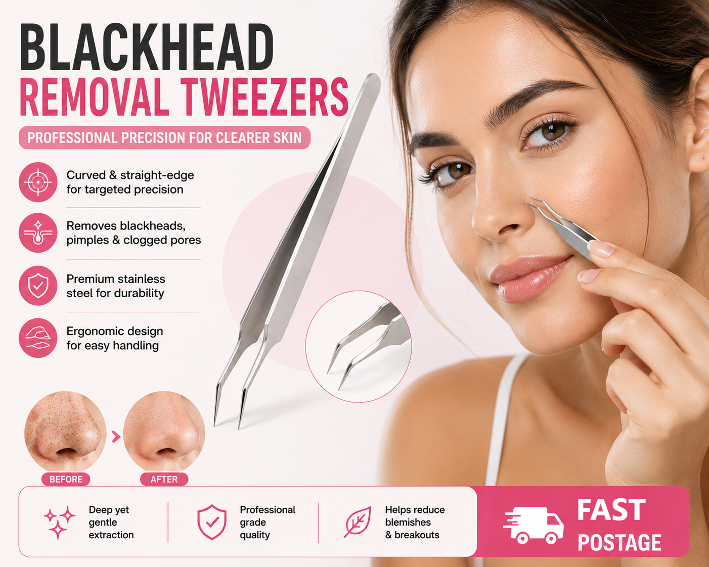 Glamza Blackhead Removal Straight Tweezer