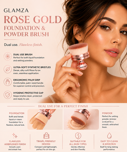 Glamza O Circle Rose Gold Foundation & Powder Brush