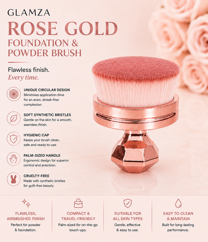 Glamza O Circle Rose Gold Foundation & Powder Brush