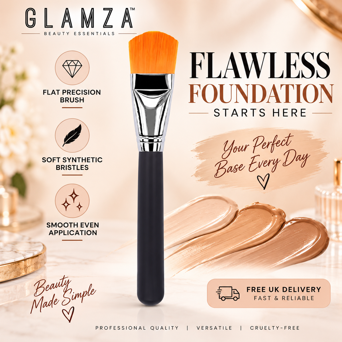 Glamza Classic Flat Foundation Brush