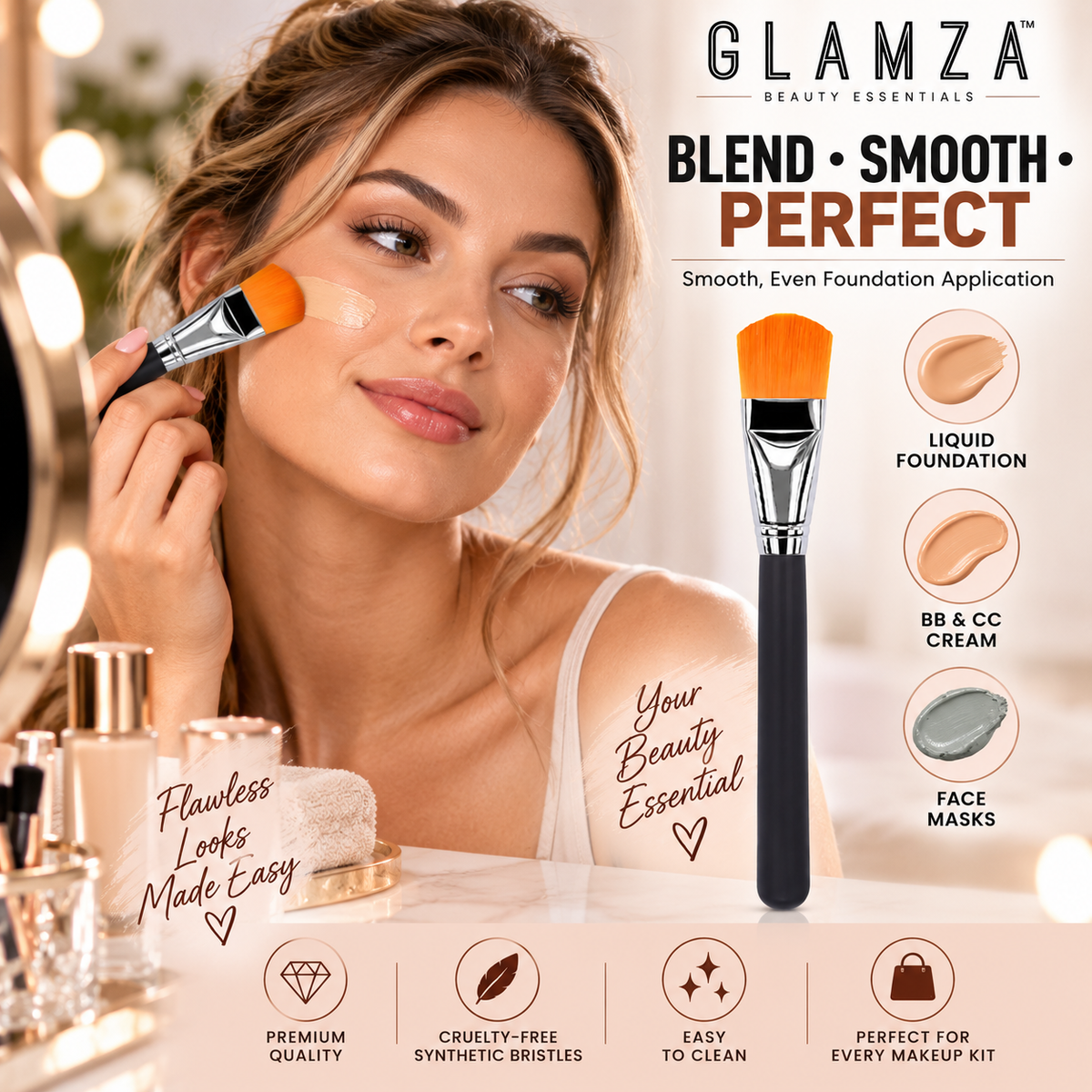 Glamza Classic Flat Foundation Brush