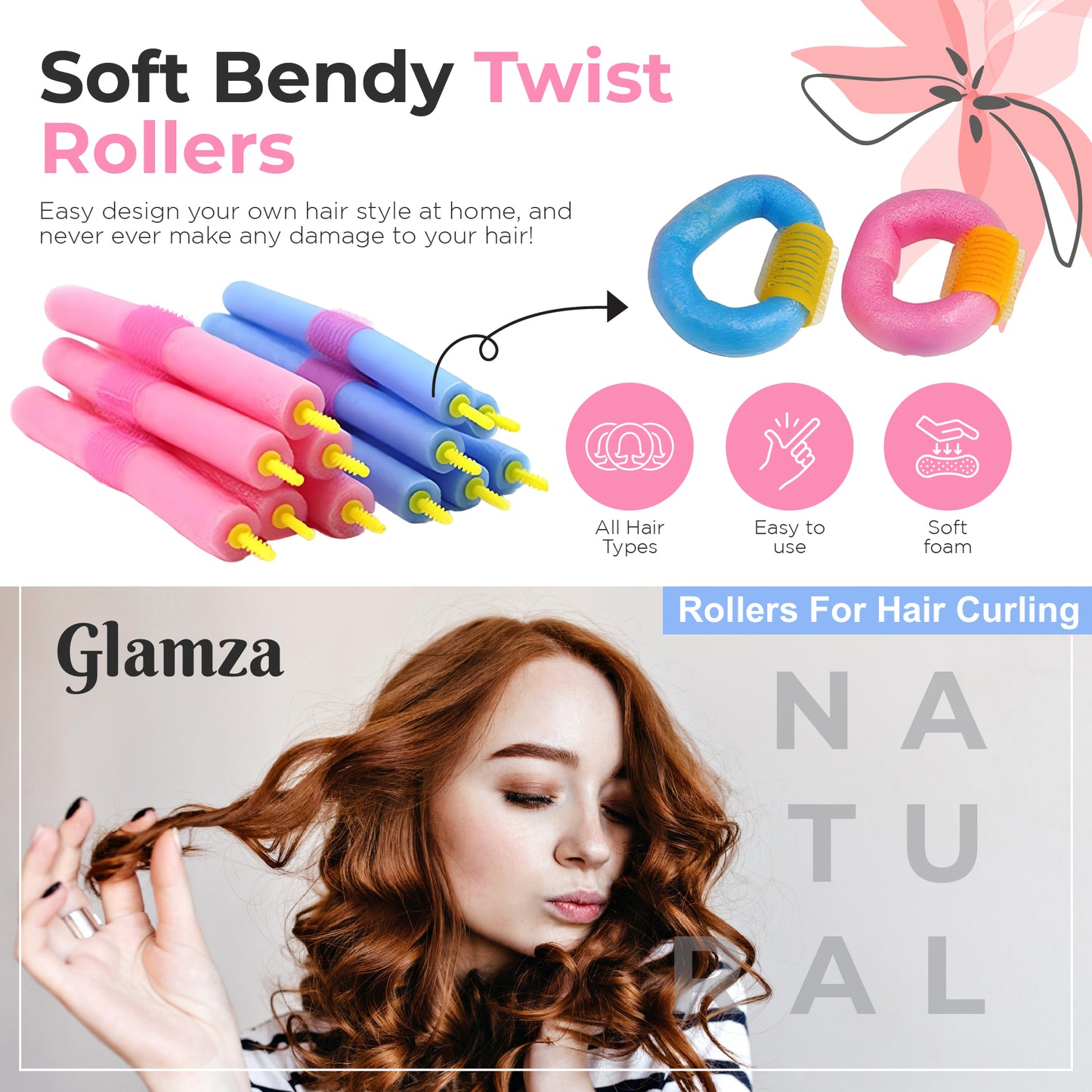 12-Pack Hair Curlers &amp; Rollers – Heatless, Soft & Easy to Use