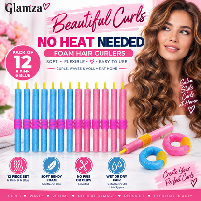 12-Pack Hair Curlers &amp; Rollers – Heatless, Soft & Easy to Use