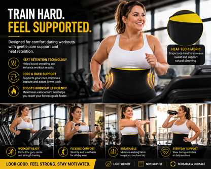 Women’s Hot Abs Waist Slimmer Plus Size Belt – Heat technology Fitness & Core Support