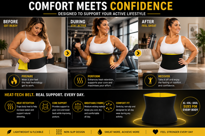Women’s Hot Abs Waist Slimmer Plus Size Belt – Heat technology Fitness & Core Support