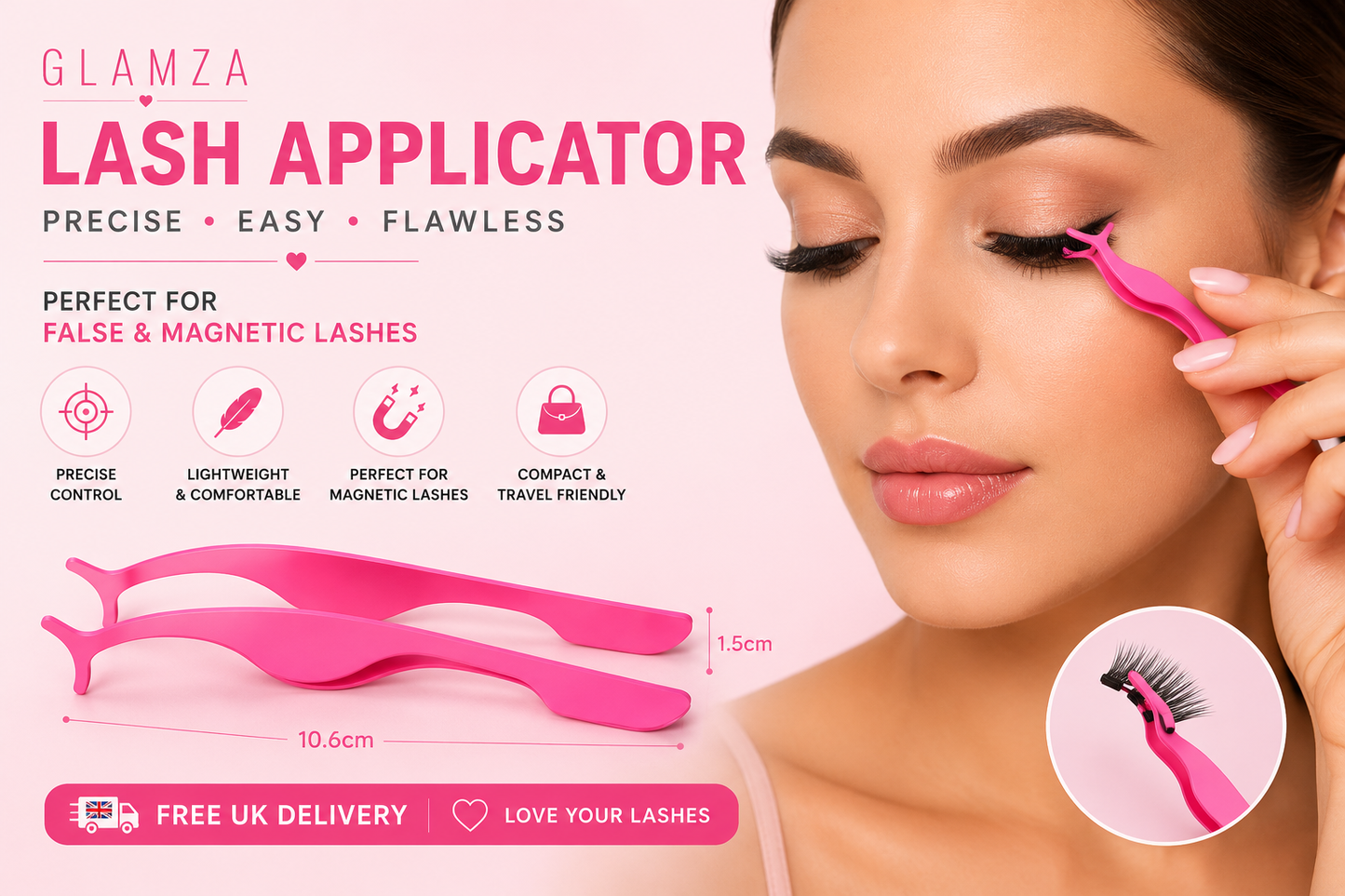 Glamza False Eyelash Applicator Tweezers – Precision Made Easy