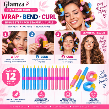 12-Pack Hair Curlers &amp; Rollers – Heatless, Soft & Easy to Use