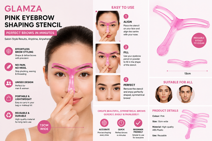 Glamza Eyebrow Shaping Template Eyebrow Stencil - Pink