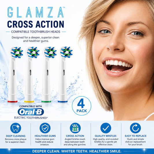 Oral B "Cross Action" Compatible Electric Toothbrush Heads 4 Pack