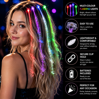 Multi Colour LED Fibre Optic Hair Extensions