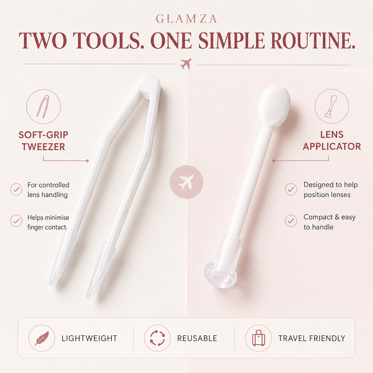 Glamza Contact Lens Applicator & Remover - White