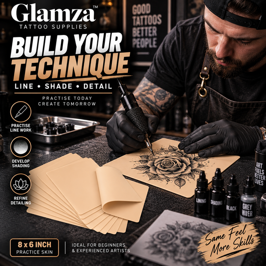 Tattoo Practice Skin 8 x 6 – Flesh Colour Synthetic Tattoo Skin – 1 Sheet