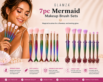 Glamza 7pc Mermaid Makeup Brush Sets