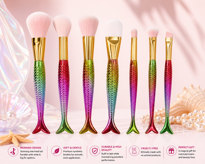 Glamza 7pc Mermaid Makeup Brush Sets