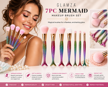 Glamza 7pc Mermaid Makeup Brush Sets