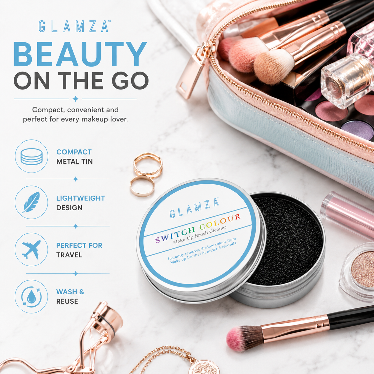 Glamza Switch Colour Brush Cleaner – Reusable Makeup Brush Cleaning Sponge