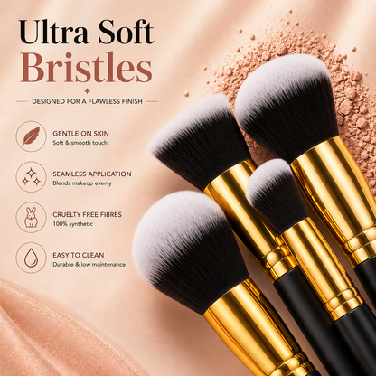 Glamza 10pc Black Gold Makeup Brushes Set