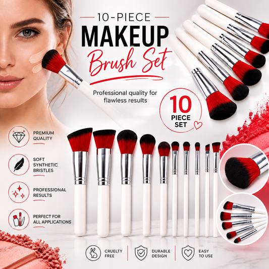10pc Spectrum And Prism Coloured Make Up Brush Set