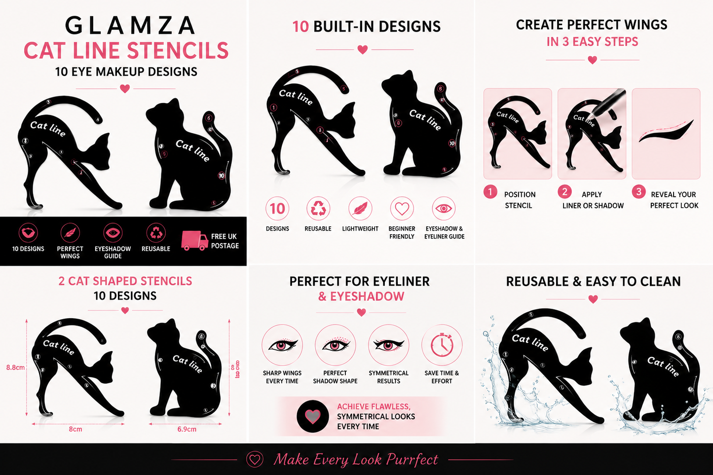 Glamza Cat Line Eye Liner and Eyeshadow Stencils