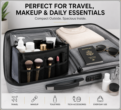 Glamza Multi-Pocket Travel Bag – Ultimate Organiser for Makeup, Toiletries & Accessories