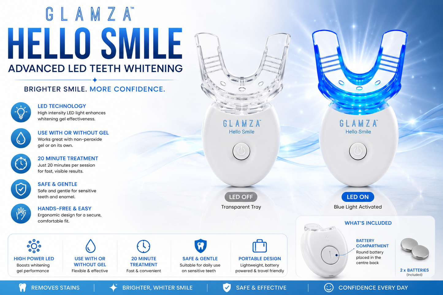 Glamza Hello Smile LED Teeth Whitening Mouth Tray