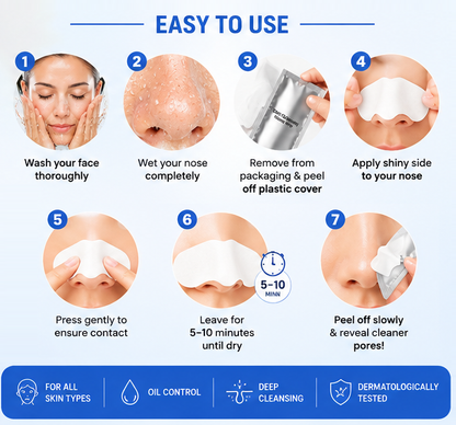 Glamza Deep Cleansing Sticky Nose Strips – Instantly Remove Blackheads & Unclog Pores