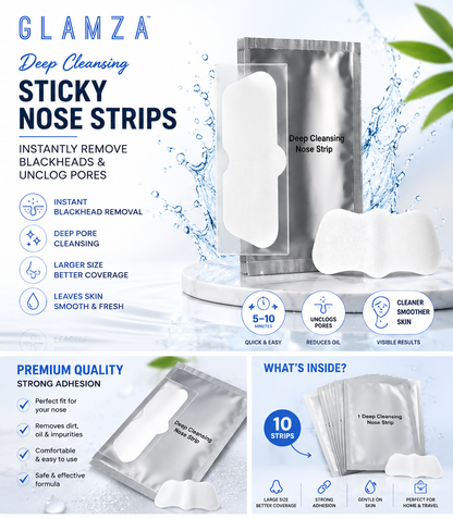Glamza Deep Cleansing Sticky Nose Strips – Instantly Remove Blackheads & Unclog Pores