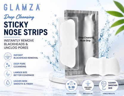 Glamza Deep Cleansing Sticky Nose Strips – Instantly Remove Blackheads & Unclog Pores