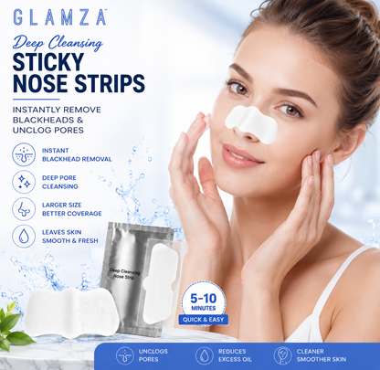Glamza Deep Cleansing Sticky Nose Strips – Instantly Remove Blackheads & Unclog Pores