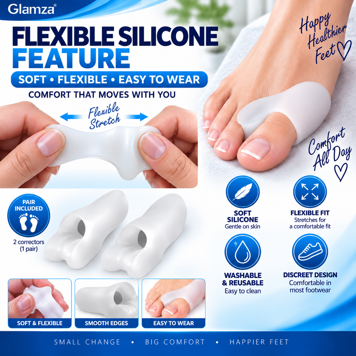Silicone Bunion Toe Correctors Pair
