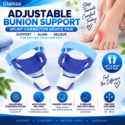 Glamza Bunion Splint Corrector Device Pair – Adjustable Big Toe Alignment Support