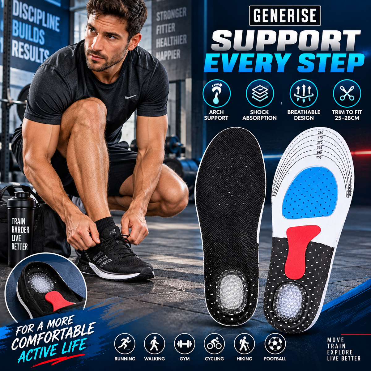 Sports Adjustable Arch Support Orthotic Insoles
