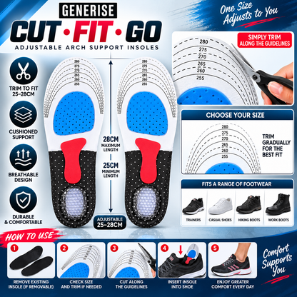 Sports Adjustable Arch Support Orthotic Insoles
