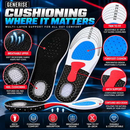Sports Adjustable Arch Support Orthotic Insoles