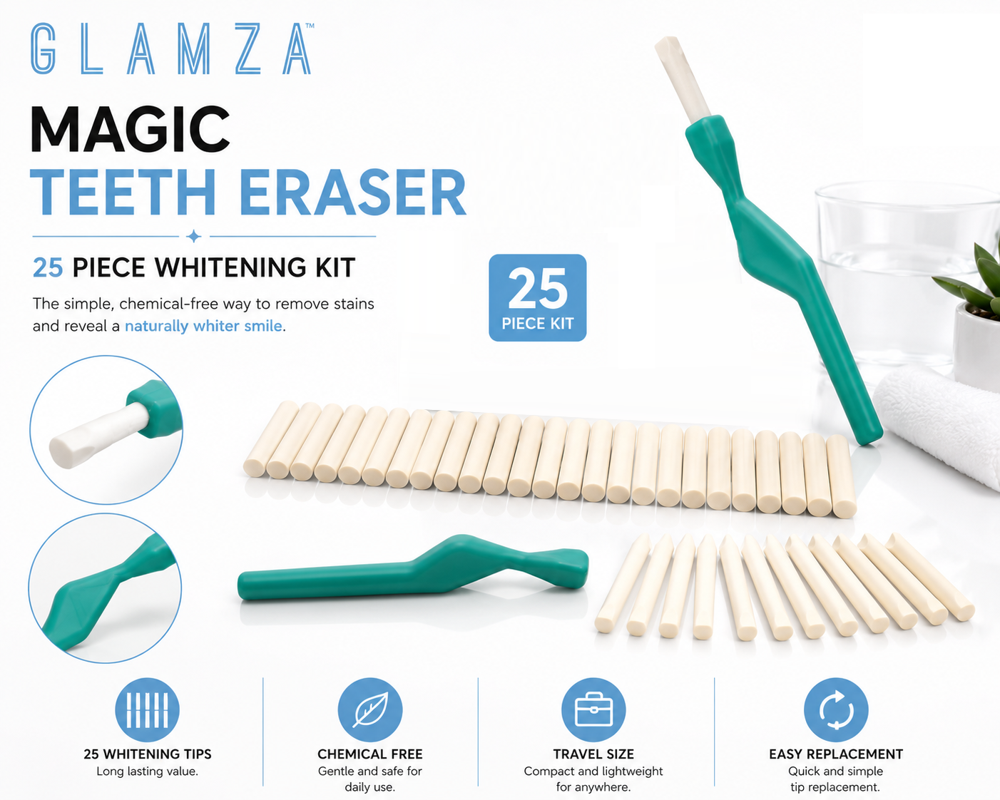 Magic Teeth Eraser – 25pc Whitening & Stain Removal Kit