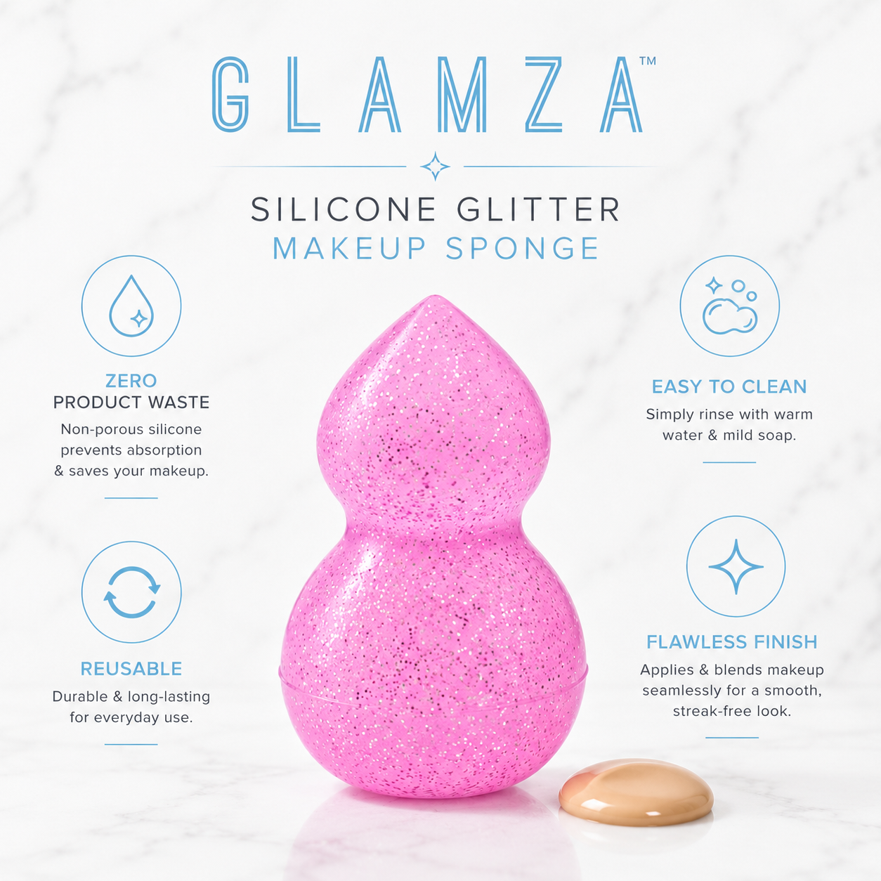 Silicone Glitter Makeup Sponge – Effortless, Mess-Free Application