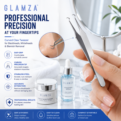 Glamza Curved Blackhead Removal Claw Tweezer – Professional Precision for Clearer Skin